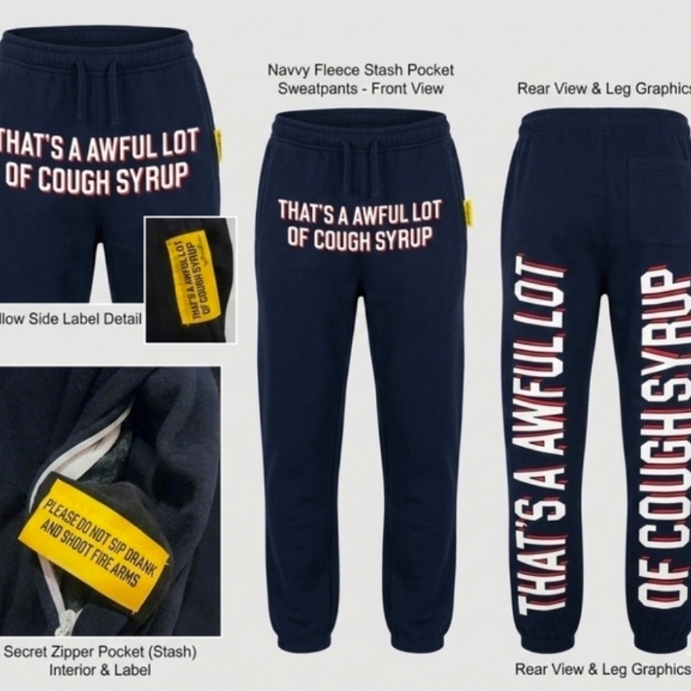 Navy "That's A Awful Lot Of Cough Syrup" Sweatpants XL